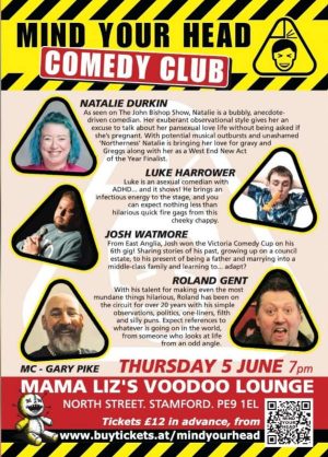 Thursday June 5th - Stand Up Comedy - Mind Your Head