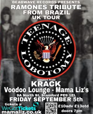 Friday September 5th - Voodoo Lounge Live and Stomper Promotions Present : Ramones Tribute Teenage Lobotomy