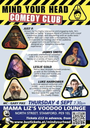 Thursday September 4th - Mind Your Head Comedy Club