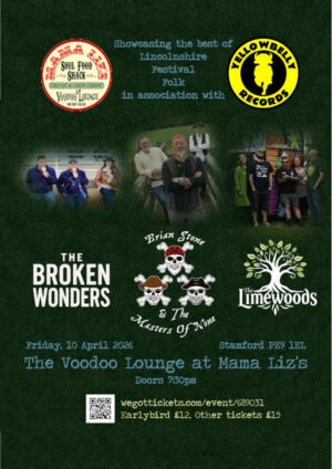 Friday April 10th - The Broken Wonders + Brian Stone & The Masters Of None + The Limewoods 